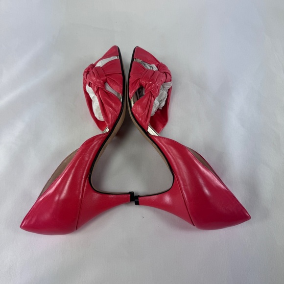 Loeffler Randall Knot Kid Nappa Leather D'Orsay Pumps Peep Toe Lipstick Pink 7 - Picture 7 of 14